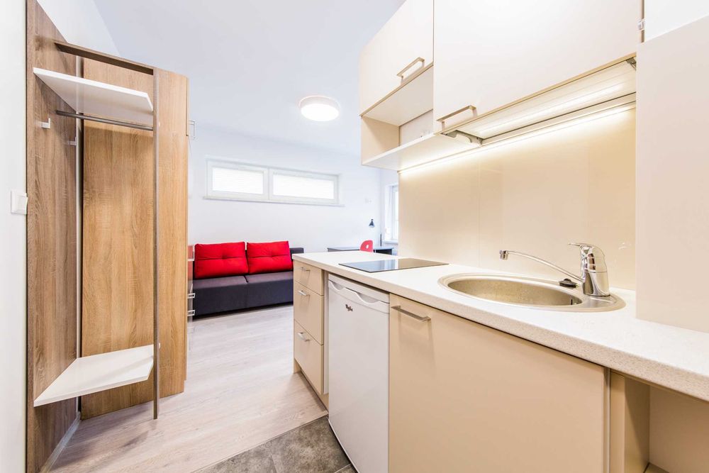 Miniapartament bez współlokatorów w Katowicach Ligocie, wyposażony w aneks kuchenny i  łazienka, teren ogrodzony, WIFI Światłowód, prywatny akademik