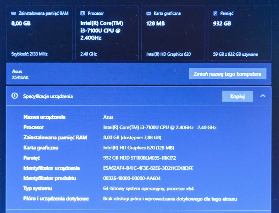 Laptop ASUS R541UA-DM1287D i3-7100U/8GB/1TB/DVD FHD