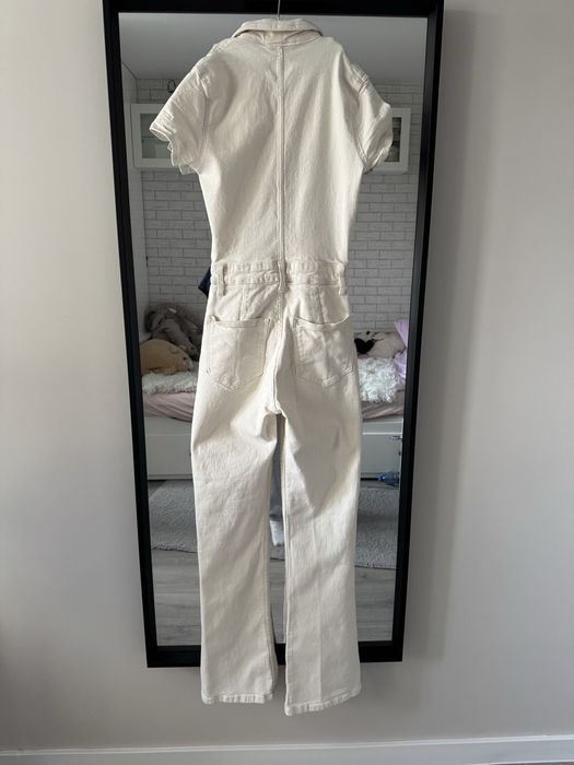 Kombinezon jeansowy mleczny S 36 Bershka z długimi spodniami