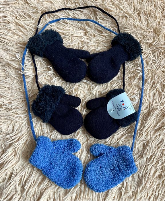 Набір дитячі зимові вʼязані демі рукавички для найменшої малечі