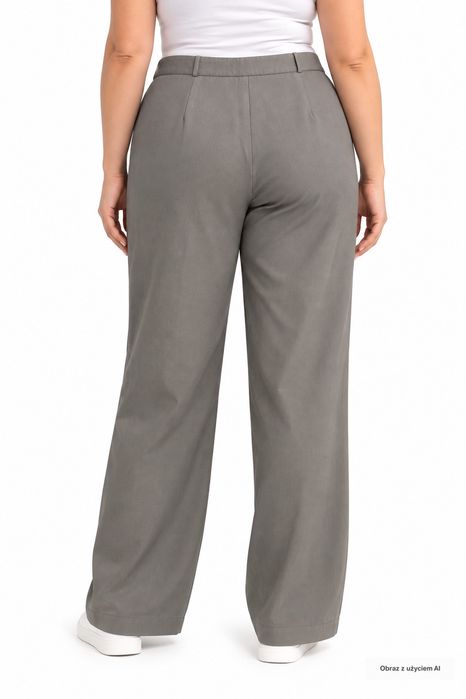 Spodnie szerokie w kant szare smart casual S