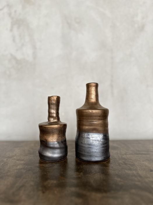 Wazon Ferox Aluro 2 szt ceramiczny miedziany surowy LOFT industrial