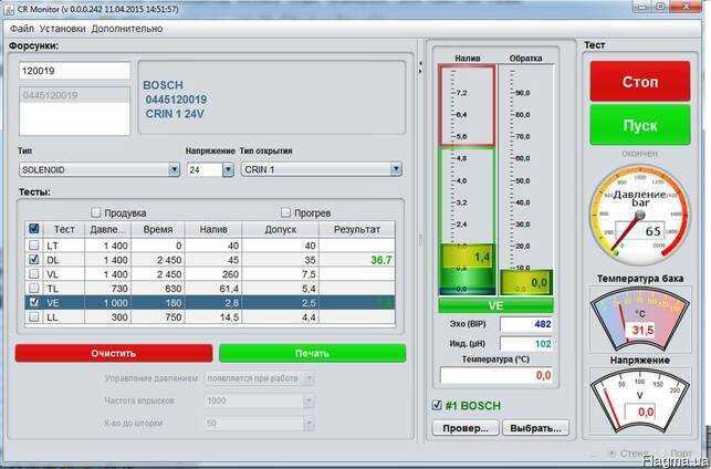 Стенд для тестирования форсунок CR Bosch, Denso, Delphi, Siemens
