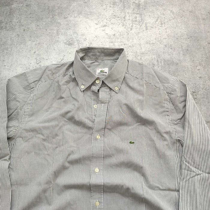 MĘSKA Elegancka PREMIUM Koszula Paski Małe Logo Lacoste Haft Bawełna