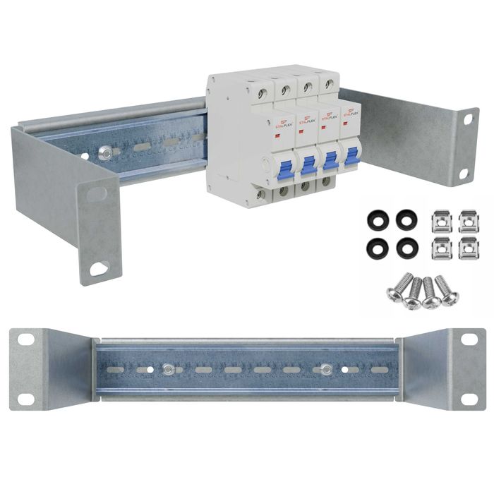 Panel Dystrybucji Napięć RACK 10" 1U/110/11xS DIN TS35/TH35 Ocynk