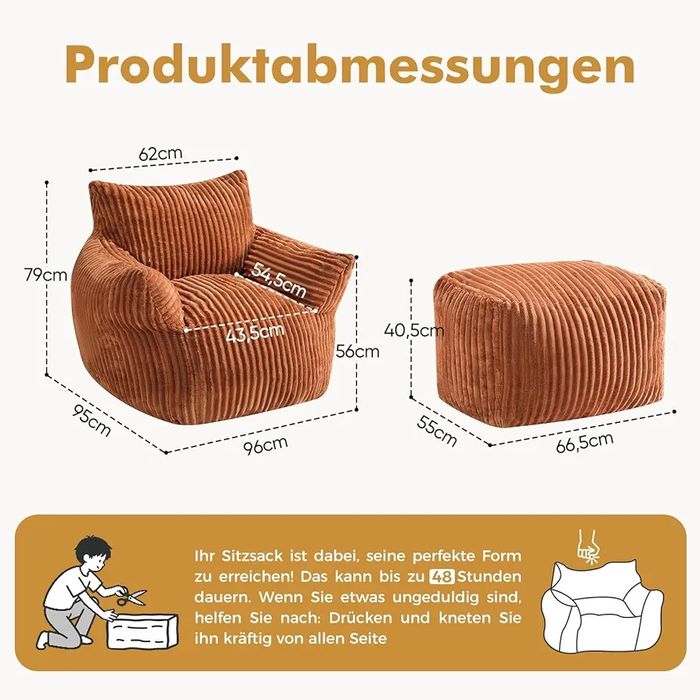 Fotel z podnóżkiem xxl