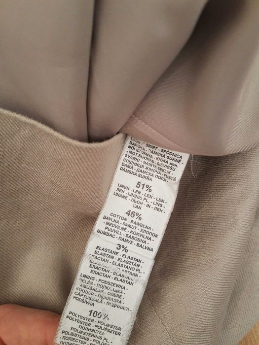 Lniano bawełniana beżowa spódnica Reserved XS len bawełna