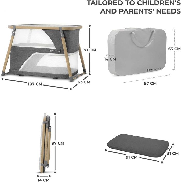 Kinderkraft Sofi Berço de viagem dobrável 4 em 1 para bebé