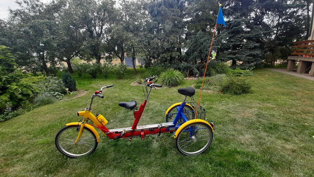 Rower tandem trzykołowy