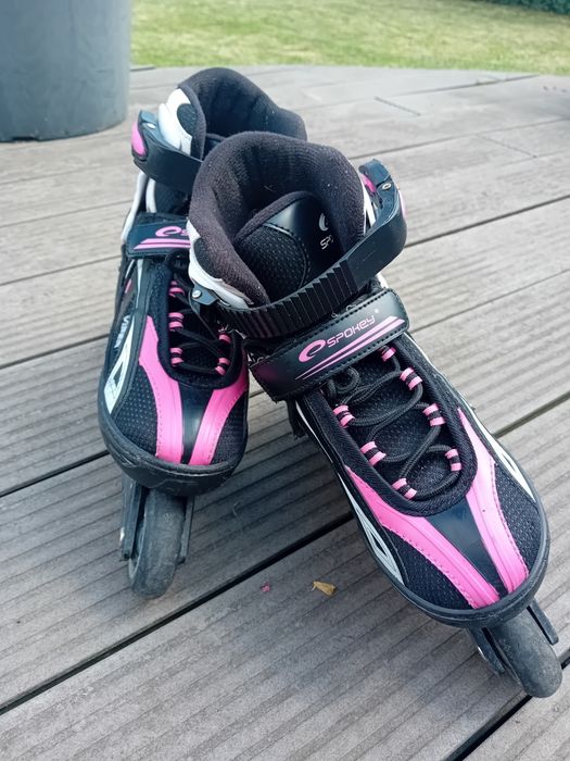 Rolki Spokey TORQUE II roz 33 - 36 czarne różowe regulowane  dziecka