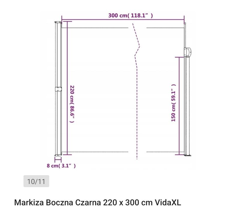 Duża Markiza boczna ogrodowa