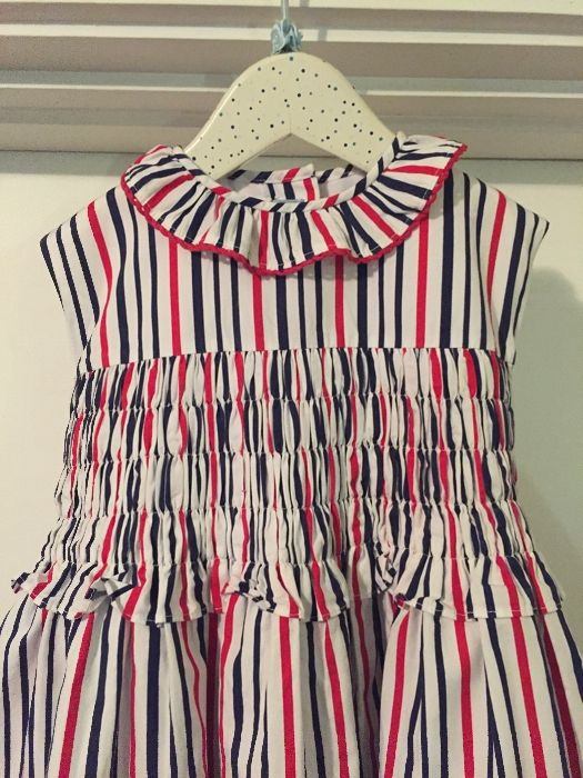 Vestido Papo D’Anjo T4 anos com favos riscas