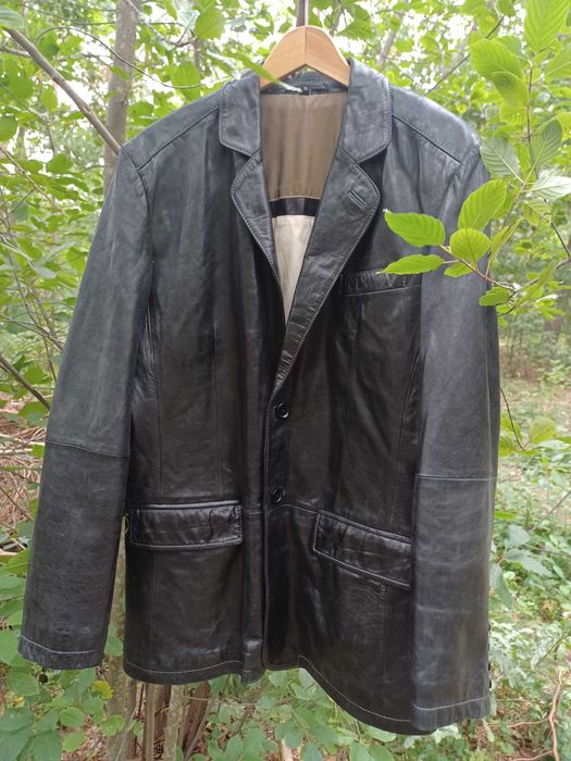 Rewelacyjna skórzana czarna Kurtka z połyskiem marki Heine rozmiar M/L