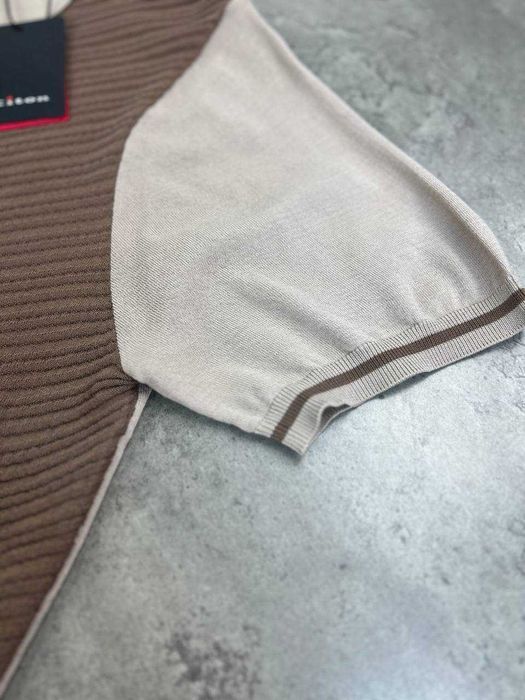 Мужская коричневая футболка Kiton футболка поло с вышивкой Китон f698