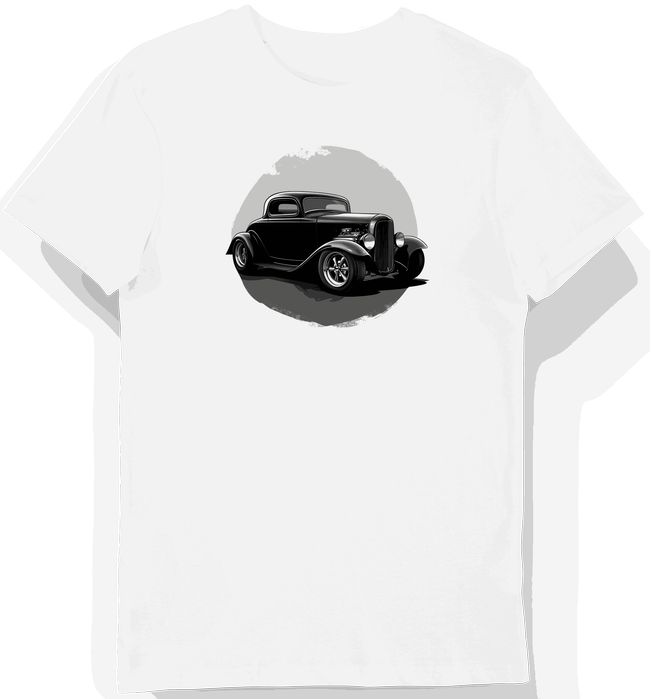 Koszulka męska biała z klasycznym autem 1932 Ford Coupe 3XL
