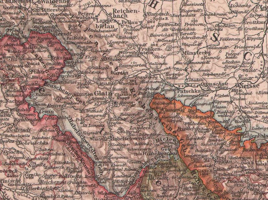 Czechy Morawy Śląsk duża efektowna mapa 1914 r. autentyk