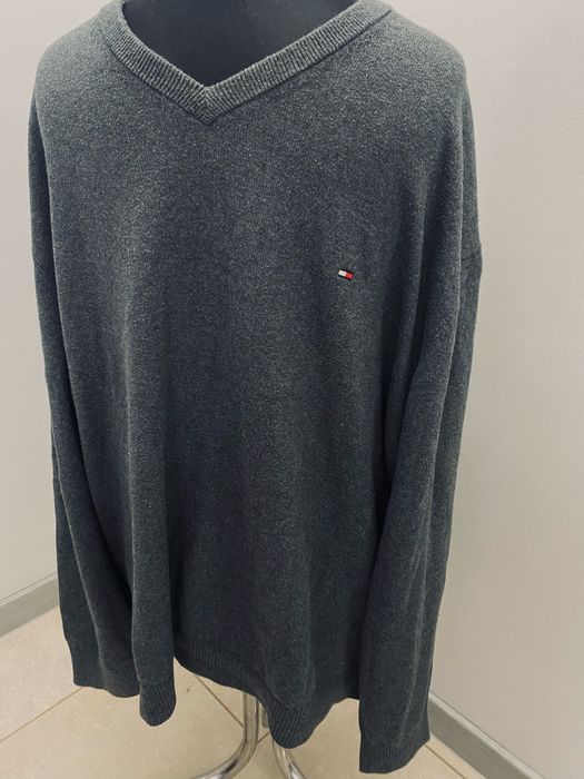 Tommy Hilfiger sweter męski 4XL  szary, extra stan, bawełna,kaszmir