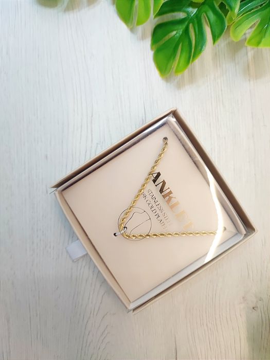 Pulseira de tornozelo em aço inoxidável Gold Plated