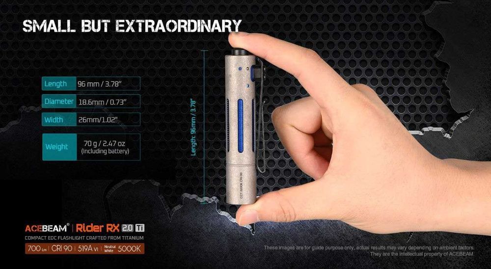 Брелок наключник компактний EDC AceBeam Rider RX 2.0 Ti Titanium