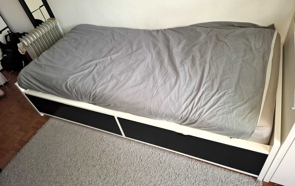 Cama individual IKEA FLaxa + Estrado + Colchão