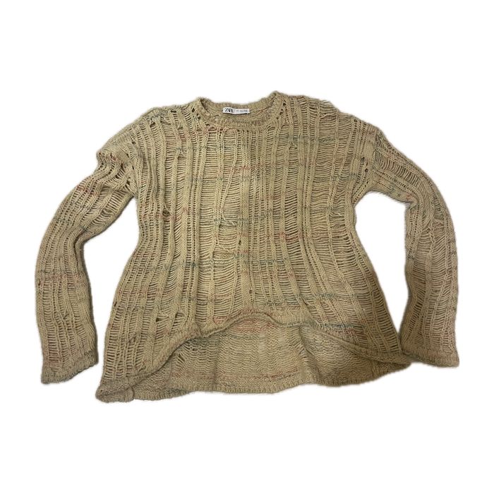 sweter dzianinowy ażurowy zara dziurawy