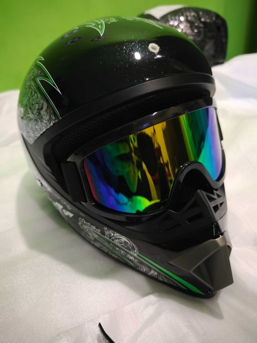 Kask typ cross ORZ-14A roz.M(56-58) +gogle, motor, rower, skuter, hulajnoga
