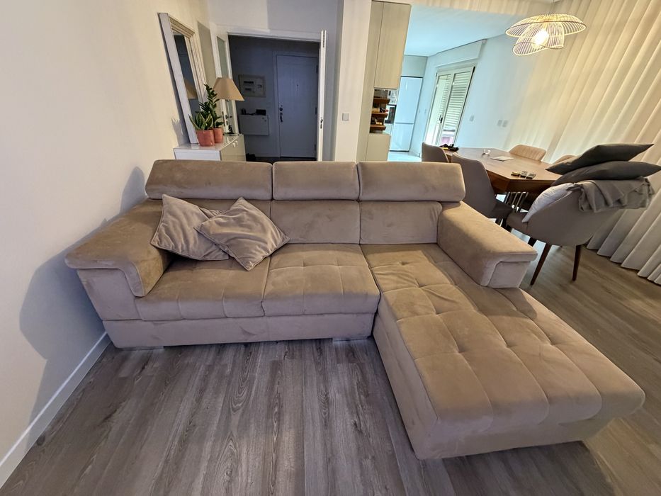 Sofa chaise longue bege