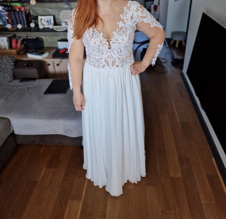 suknia ślubna rustykalna boho delikatna 38/40 M/L