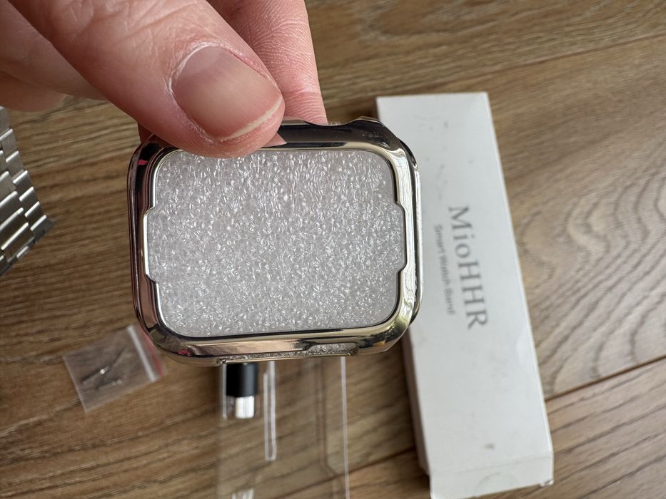 Стильний сталевий ремінець MioHHR + захисний кейс для Apple Watch (Silver/Gold)
