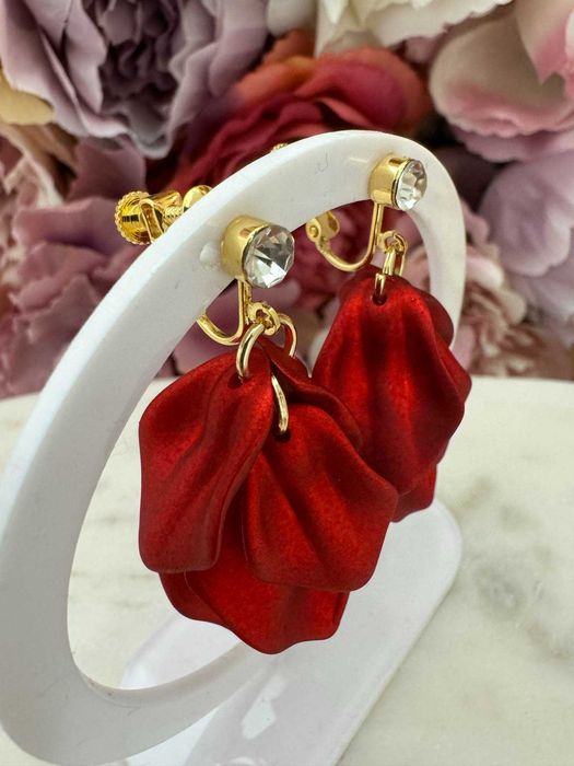 Klipsy akrylowe czerwone codzienne modny wzór wiszące c88