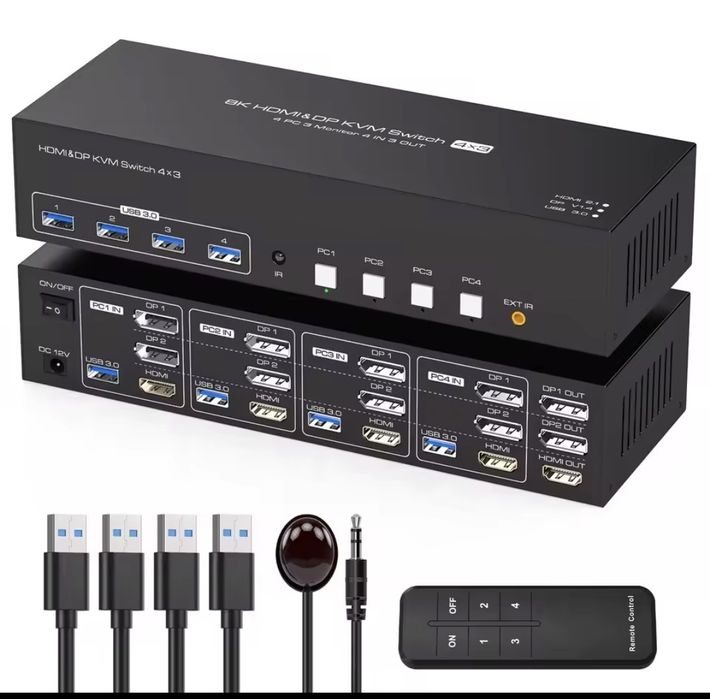 8k HDMI&DP KVM Switch 4×3