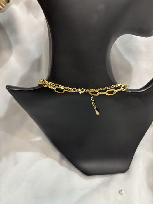 Złoty gruby naszyjnik cc stal chirurgiczna nierdzewna