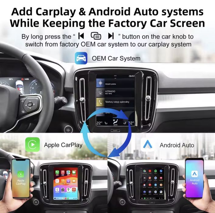 Беспроводной модуль Carplay ISUDAR для Volvo XC90/XC60/XC40/S90/S60/V90/V60, адаптер обновления Carplay AI, Android Auto Hicar Bluetooth