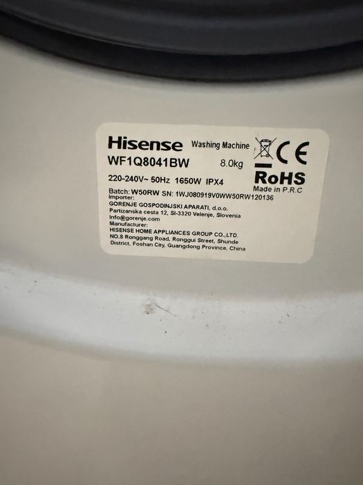 Máquina Hisense 8Kg