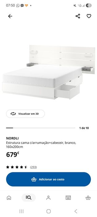 Cama de Casal NORDLI 160×200 cm