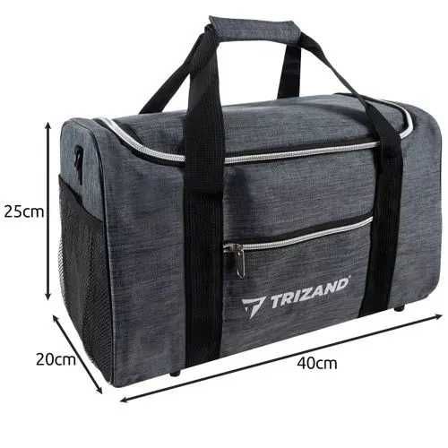 Дорожня сумка Trizand 40×20×25 см 20 л ручна поклажа для літака сіра водостійка