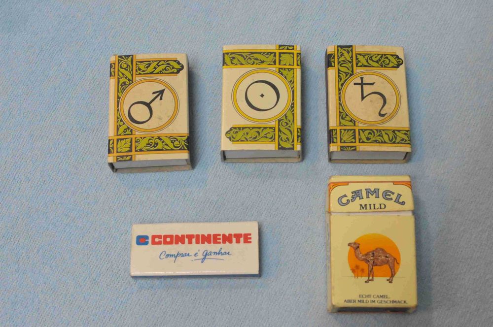 Vintage –  5 caixas de fósforos Quinas – Camel, Continente, etc