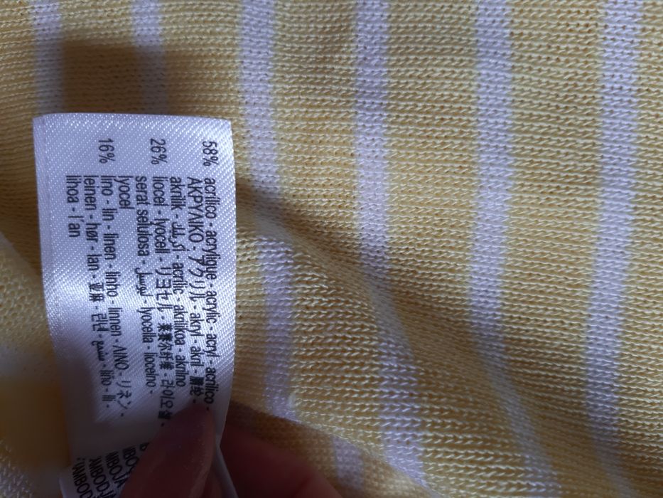 Bluzka Zara S oversize kolekcja len paski koszulka tshirt lato tkmaxx