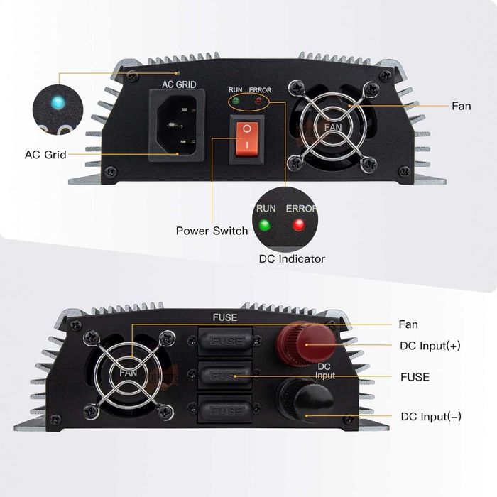 Marsrock 1400W MPPT Pure Sine Wave Grid-Tie Micro Inverter