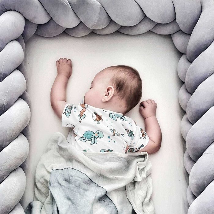 Stiulove Welurowy Ochraniacz do łóżeczka 180cm Jasny szary