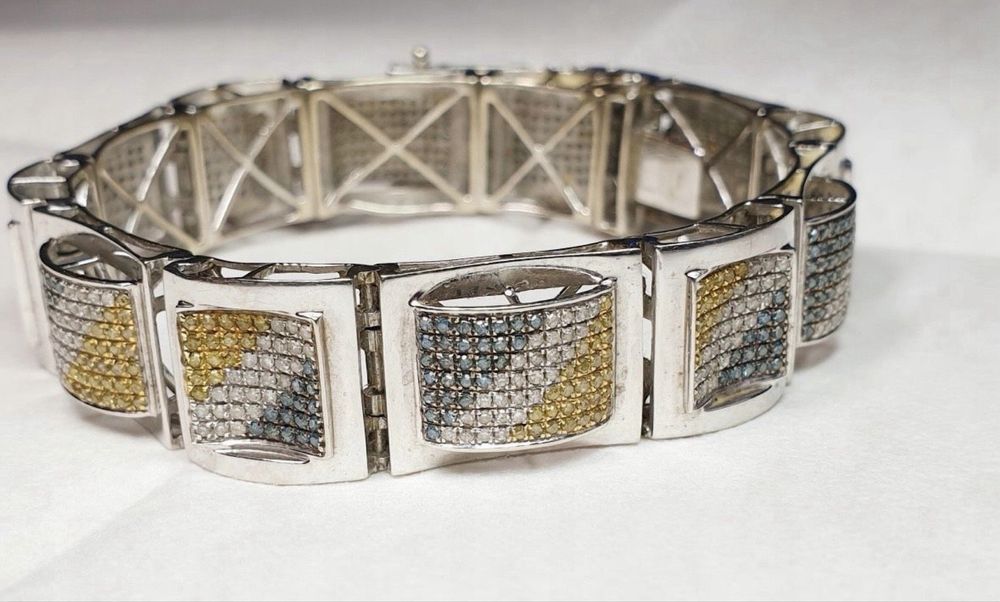 Bransoletka Biale Złoto 14 karatow 585, 35gr, diamenty 4,00karata, 21c