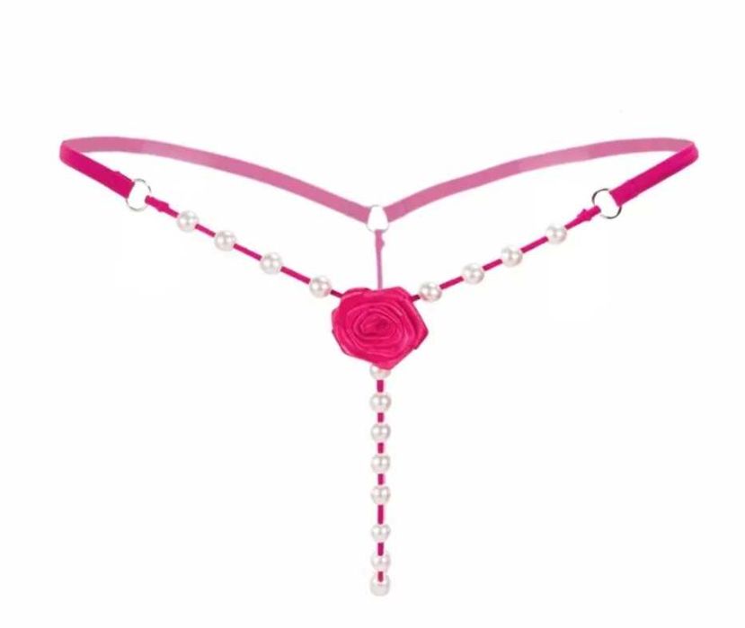 S011 bielizna erotyczna sexy stringi z perłami otwarty krok XS/s/M