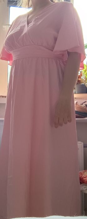 Рожева літня, коктейльна сукня, довга, 4xl, 5xl