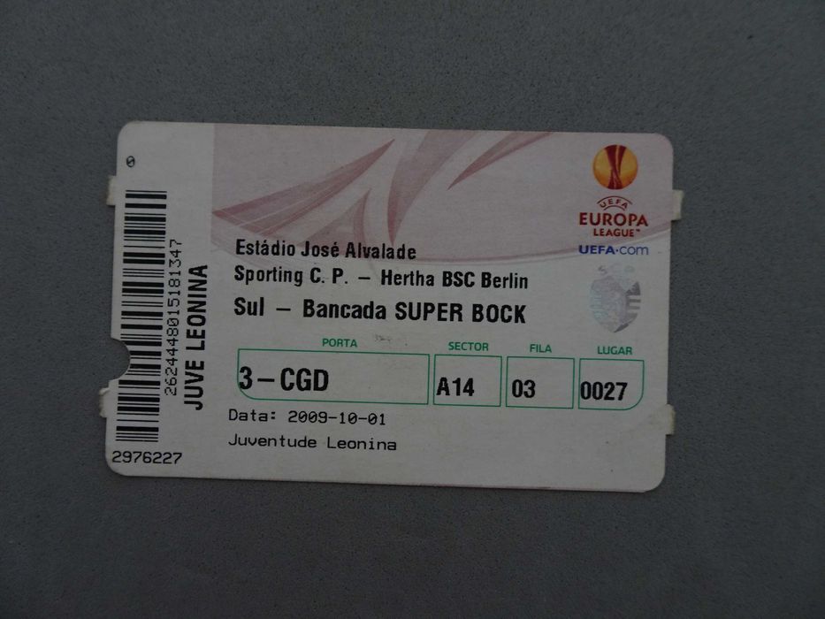 Bilhete futebol Sporting Herta BSC Berlin 2009