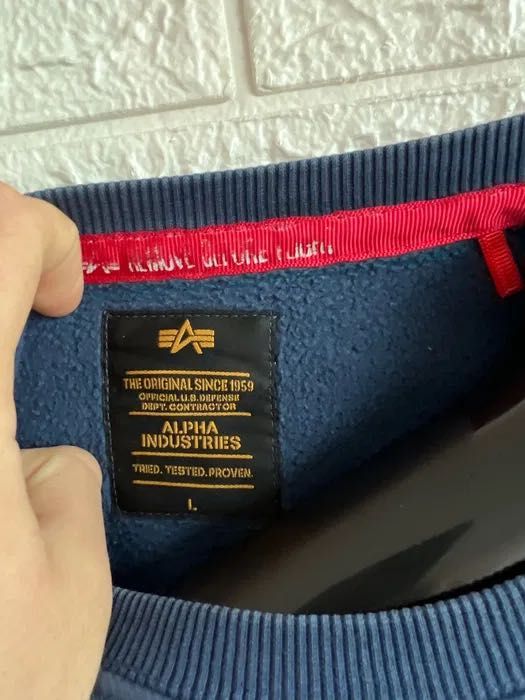 Свитшот - бомбер Alpha Industries під резинку з кишенею великий лого Л