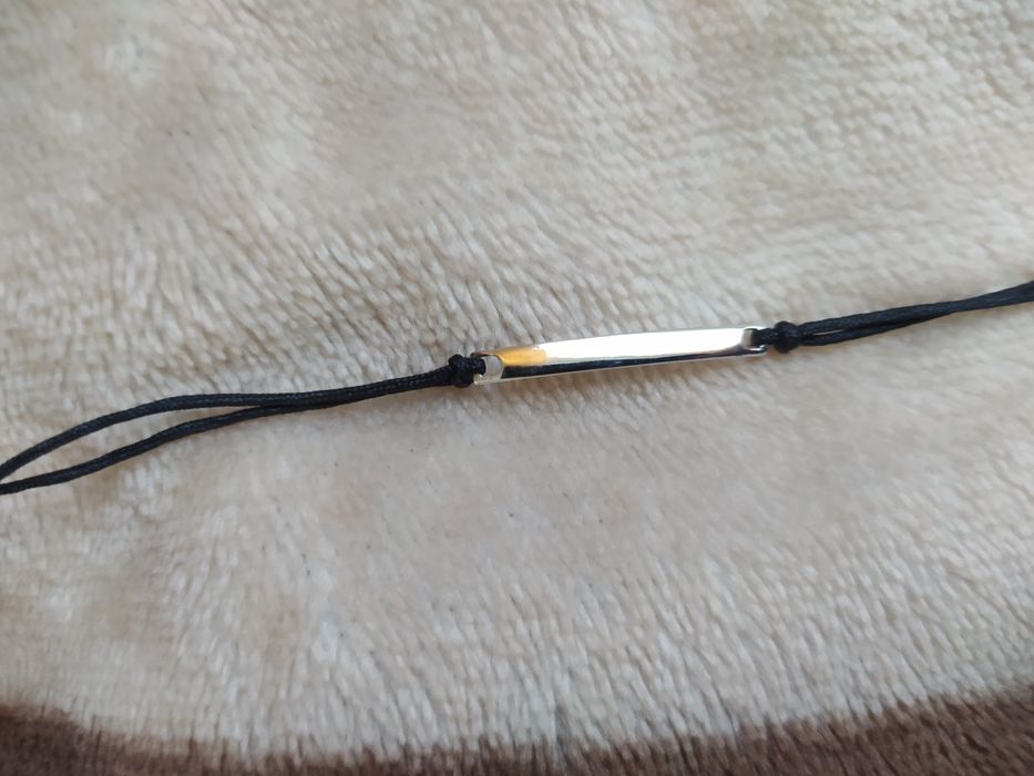 Bransoletka rzemyk z blaszką srebro