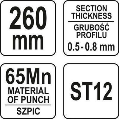 Szczypce do łączenia profili L-260mm Yato