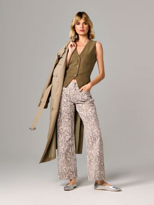 Нові! Прямі джинси straight wide leg труби у зміїний принт 32 xxs-xs