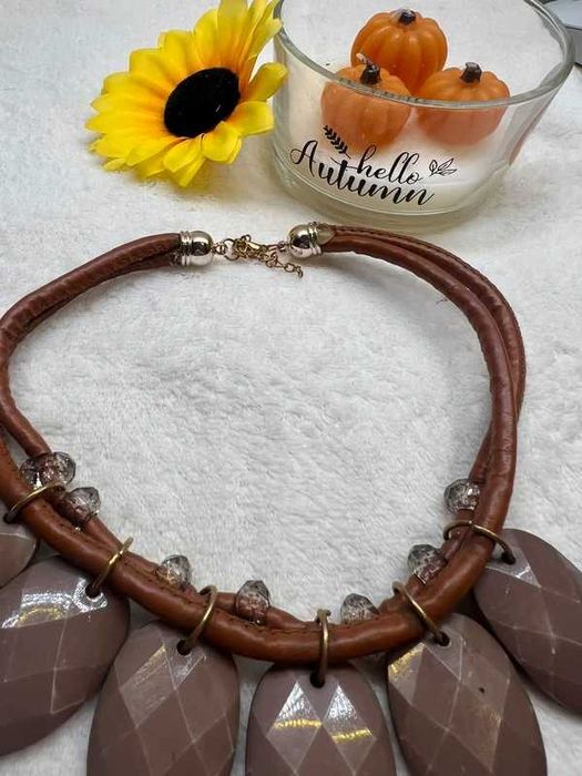 Naszyjnik choker ekoskóra boho etno etniczny casual Basic 4