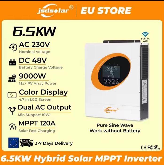Гібридний сонячний інвертор 6.5 кВт 48в  JsdSolar wifi